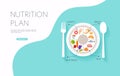 Healthy food and dieting concept. Plan your meal infographic with dish and cutlery. Flat design style modern vector illustration