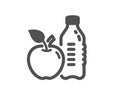Healthy food and drink icon. Water with apple sign. Vector