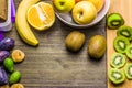 Healthy food. Fresh fruits on a wooden table Royalty Free Stock Photo