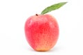 Healthy food. Fresh red apple with green leaf. Royalty Free Stock Photo