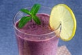 Healthy food, fresh smoothies from currants and blueberries with lemon Royalty Free Stock Photo