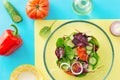 Healthy food. Fresh summer salad with ingredients cooking salad Royalty Free Stock Photo