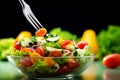 healthy food fresh vegetable salad and fork. Royalty Free Stock Photo