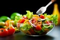 healthy food fresh vegetable salad and fork. Royalty Free Stock Photo