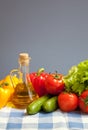 Healthy food fresh vegetables checked tablecloth