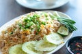 Healthy food fried rice chicken with egg and green Royalty Free Stock Photo