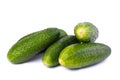 Healthy food. The green cucumbers isolated on white background Royalty Free Stock Photo