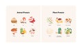 Healthy food guide concept. Vector flat modern illustration. Animal and plant protein compare Infographic with product icon and