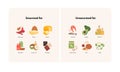 Healthy food guide concept. Vector flat modern illustration. Saturated and unsaturated fat compare infographic with product icon