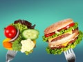 Healthy food and harmful fast food