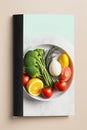 Healthy food, healthy ingredients mockup for cook book or magazine