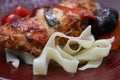 Close up Traditional Italian Chicken with egg plant , Aubergine parmigiana Royalty Free Stock Photo