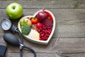 Healthy food in heart and cholesterol diet concept Royalty Free Stock Photo