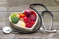 Healthy food in heart and cholesterol diet concept Royalty Free Stock Photo
