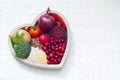 Healthy food in heart sign of healthy lifestyle