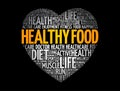 Healthy Food heart word cloud, fitness, sport
