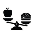 Healthy food icon. vegan icon. Apple is better than fast food Royalty Free Stock Photo