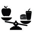 Healthy food icon. vegan icon. Apple is better than fast food Royalty Free Stock Photo