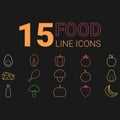 Healthy food icons set with colorful outline Royalty Free Stock Photo