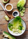 Healthy food Ingredients cooking green salad top view Royalty Free Stock Photo