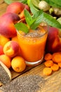 Healthy food juice fruit or smoothies rustic background Royalty Free Stock Photo