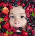 Healthy food for kids. Assorted mix of strawberry, blueberry, raspberry, blackberry background. Berries closeup near Royalty Free Stock Photo