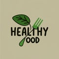 Healthy Food Logo With Fork And Leaf Shape Vector Illustration