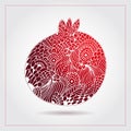 Healthy food logo, vector creative abstract pomegranate fruit. Decorative design for Jewish holidays. Tu Bishvat, Sukkot, Rosh