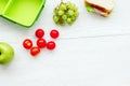 healthy food in lunchbox for dinner at school white table backgr Royalty Free Stock Photo