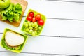 healthy food in lunchbox for dinner at school white table backgr Royalty Free Stock Photo