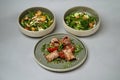 Healthy food menu with three dishes
