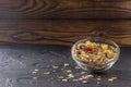 Healthy food muesli with honey dried apricots