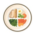 Healthy Food in a Plate: Flat Style Vector Illustratio
