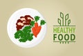 Fresh and Healthy Food, Vegetables on Plate Vector