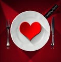 Healthy Food - Red Heart on the Plate Royalty Free Stock Photo