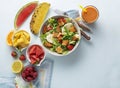 Healthy food salad with fresh fruit and vegetable ingredients Royalty Free Stock Photo