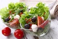 Healthy food - salad with mozzarella, arugula