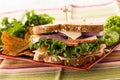 Healthy Food Sandwich Lunch Turkey Ham and Swiss Cheese Royalty Free Stock Photo