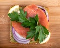 Healthy food sandwich whole grain bread on a wooden background Royalty Free Stock Photo