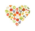 Healthy food in shape of heart