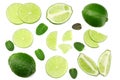 healthy food. sliced lime isolated on white background top view Royalty Free Stock Photo