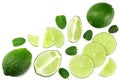 healthy food. sliced lime isolated on white background top view Royalty Free Stock Photo