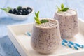 Healthy food - smoothie with banana and blueberry.