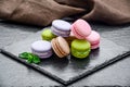 Healthy food, stack of macarons, macaroons French cookie Royalty Free Stock Photo