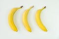 Healthy Food Three Banana Top View on white Background