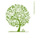 Healthy food tree, sketch for your design Royalty Free Stock Photo