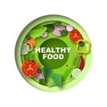 Healthy food vector logo in paper cut style