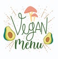 Healthy food, vegan menu avocado and mushroom health balance nutrition diet Royalty Free Stock Photo