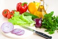 Healthy food - vegetables, onion and oil