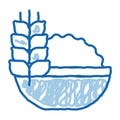 Healthy Food Wheat Spikelet doodle icon hand drawn illustration